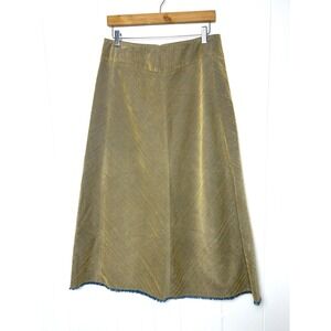 Vintage Talbots Skirt Women's 10 A Line corduroy Tan Blue Frayed Hem modest
